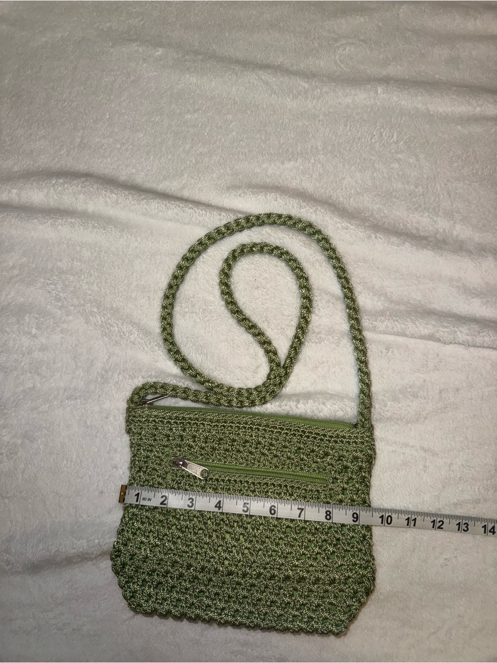 Lina Olive Green Crochet Crossbody Bag